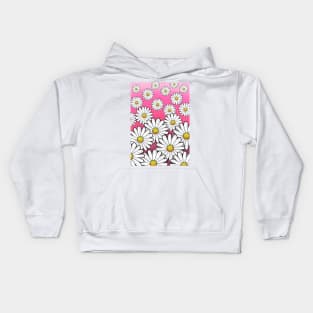 Daisy pattern on a cute pink background Kids Hoodie
